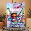 Custom Name Personalized Gabby's Dollhouse Print Blanket, Home Decor, Bedroom, Sofa, Camping, Couch, Gifts for Birthday Christmas