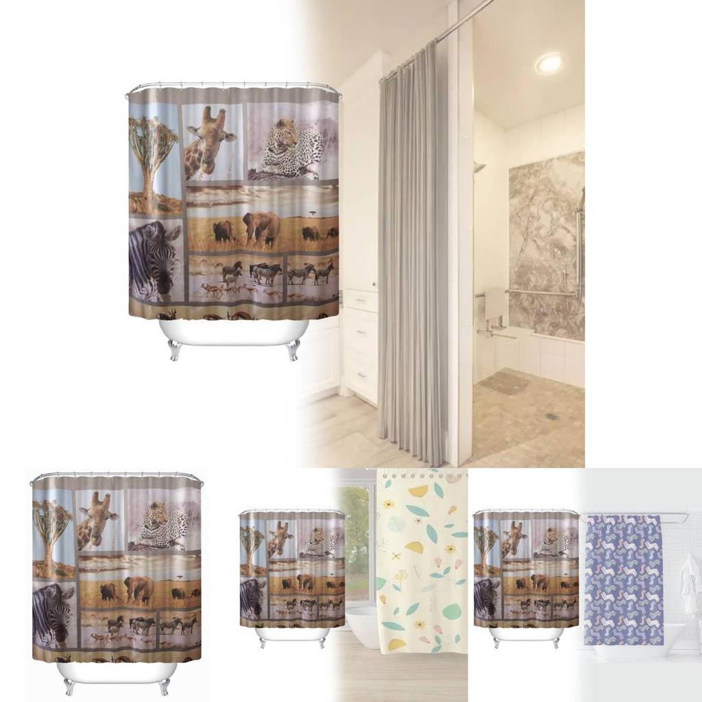 Animal Shower Curtain Peva Waterproof Bathroom Divider For Home Use