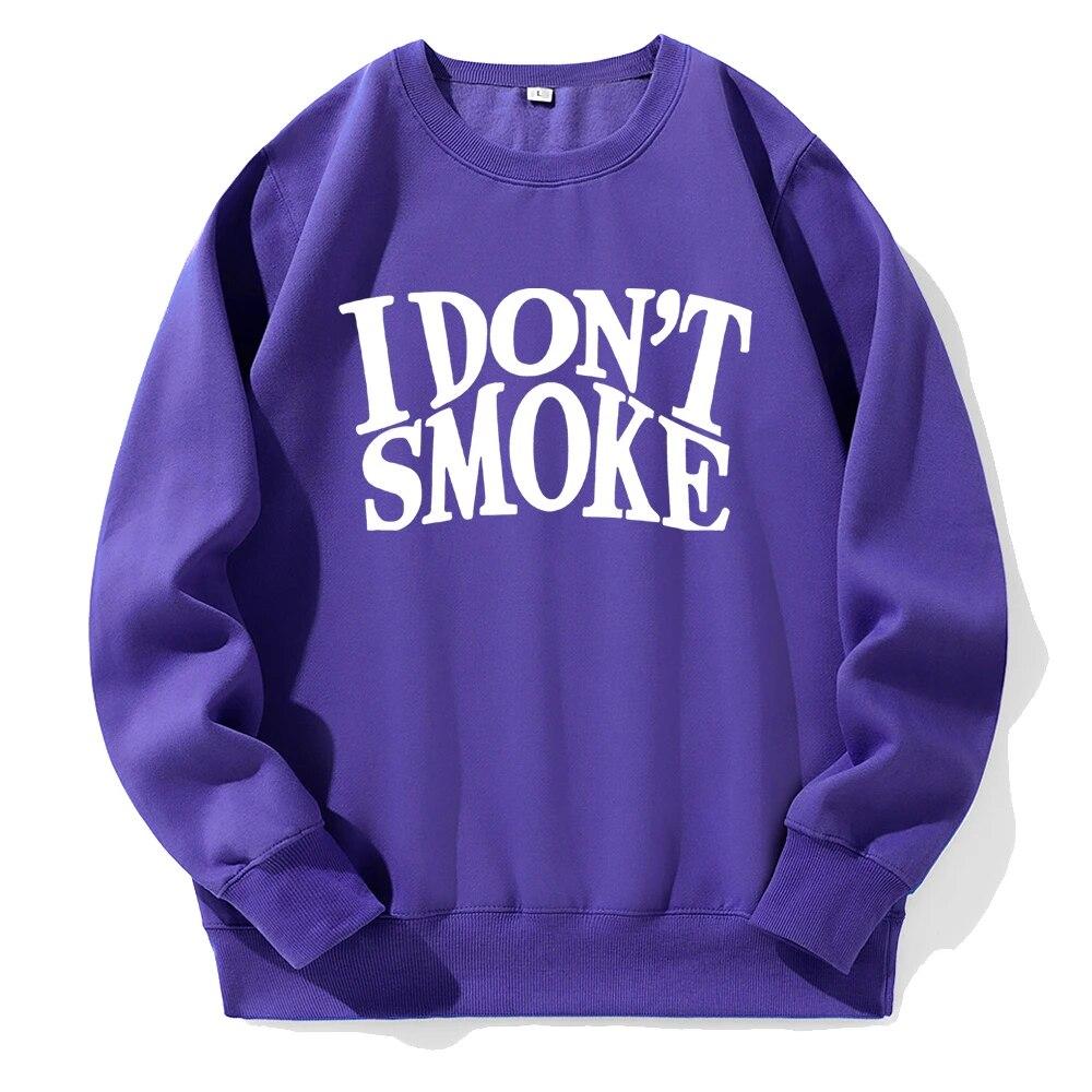 I Don't Smoke Potisk Mikina Unisex Fleece s kapucí Pohodlné Teplé Mikina Street Sport Móda Basic All Match Daily Mikiny