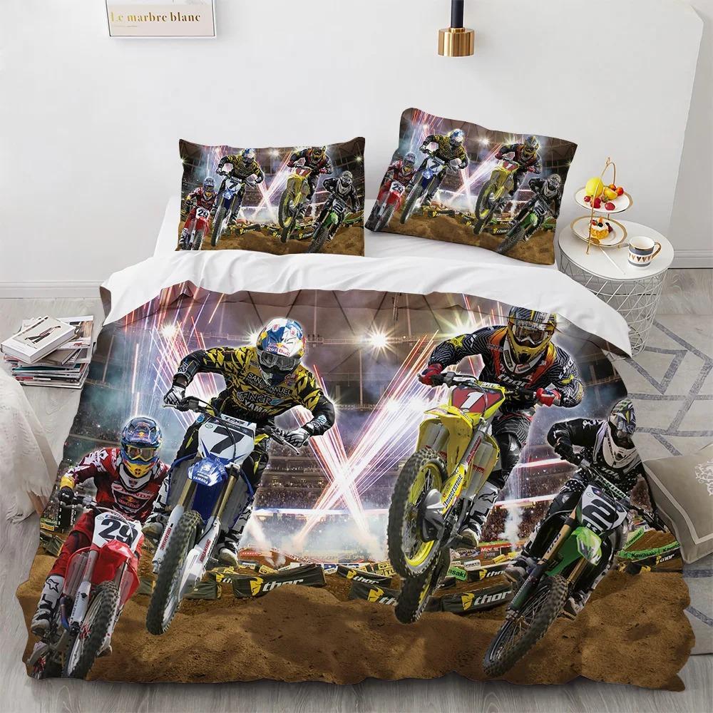 Motocross Gaming Cross-Country Motorcycle Bedding Set Bedroom Soft Modern Bedspreads Comefortable Duvet Cover Quilt Pillowcase