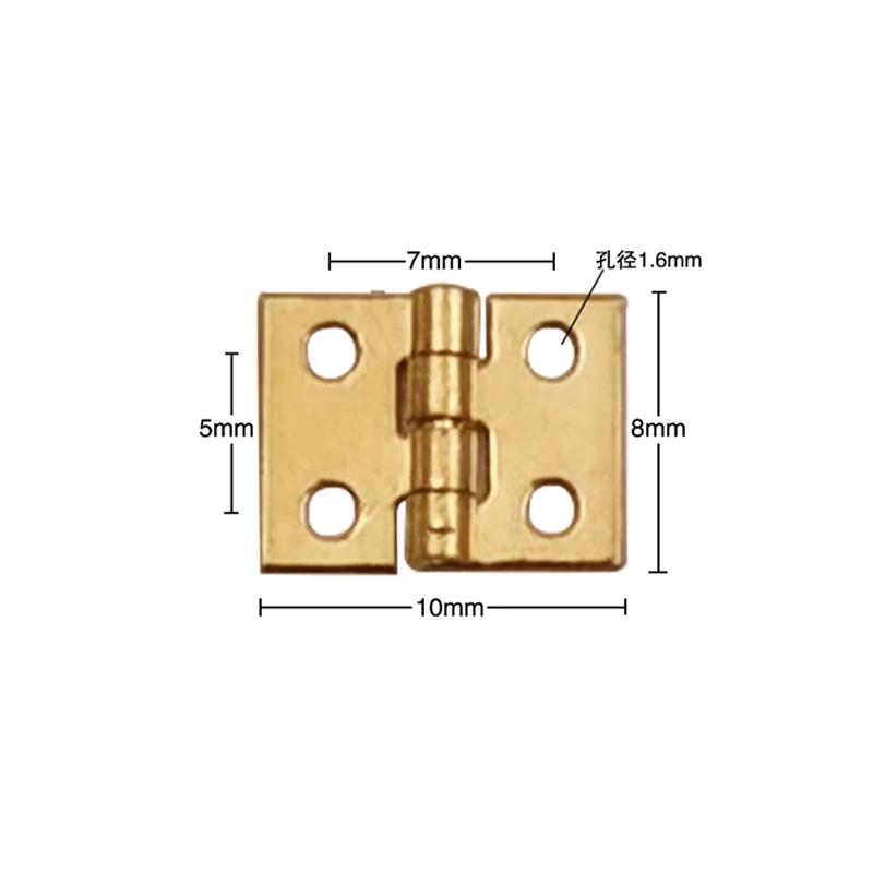 50pcs Brass Plated Mini Hinge Small Decorative Jewelry Wooden Box Cabinet Door Hinges With Nails Dollhouse Furniture