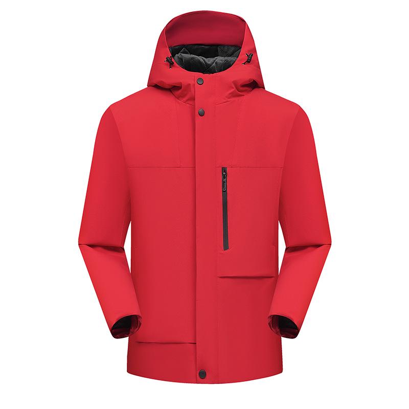 Men's Waterproof Windproof Ski Jacket: Thick Velvet Hooded, Plus Size for Autumn/Winter Mountaineering.