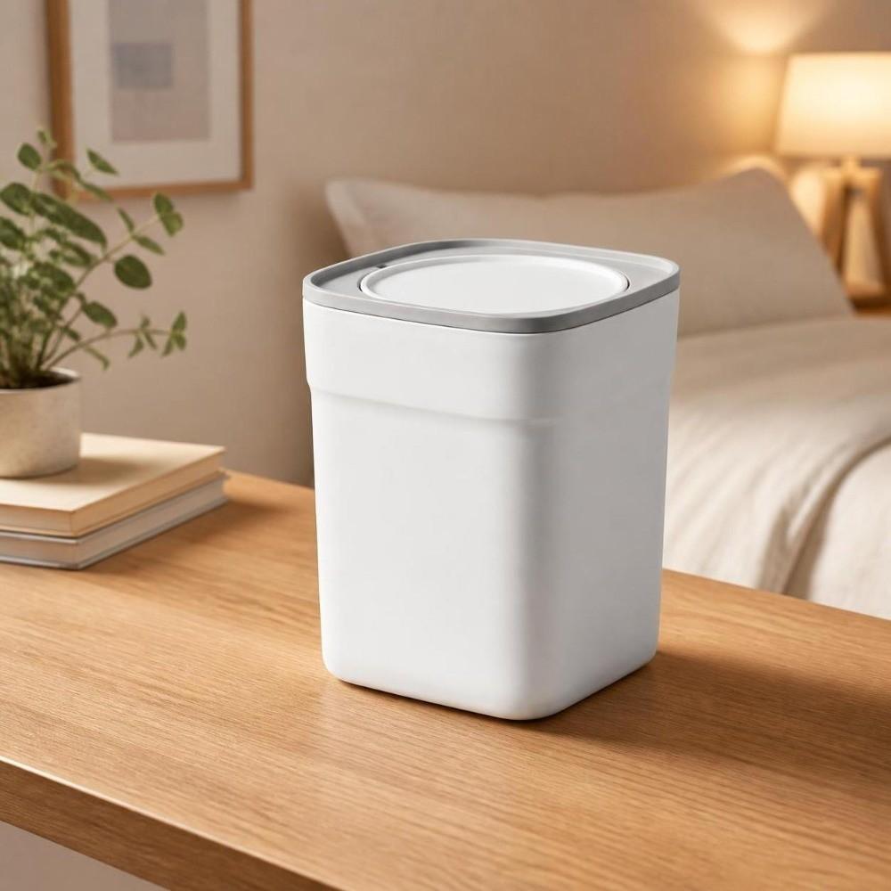 Sealed Desktop Trash Can Non-slip Waste Paper Basket Simple Garbage Can  Bedroom