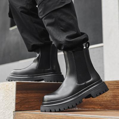 Chelsea Boots Men's Thick-soled Heightening Chimney Big Head Martin Boots Men's British Style Sleeve Leather Boots 2865-J