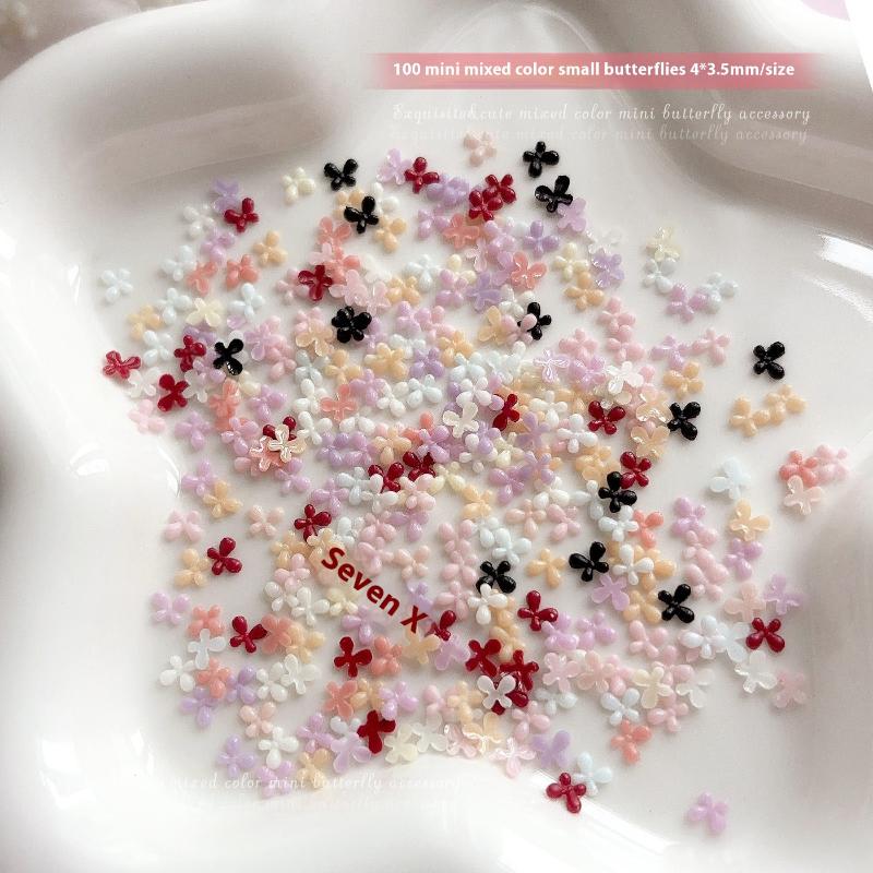 100 Pezzi Decorazioni per Unghie Mini Colori Misti Fiocchi Resina Fondo Piatto Decorazione Unghie Charms per Unghie Accessori