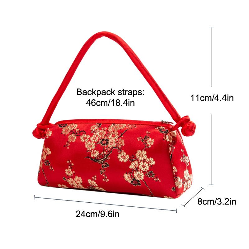 Retro Embroidery Satin Silk Handbags Flower Storage Bags Silk Embroidered Women Bag Fashion Matching Bride Women Handbag