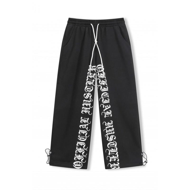 Heren Wijde Trainingsbroek Hip Hop Print Streetwear Rechte Atletische Broek Jongeren