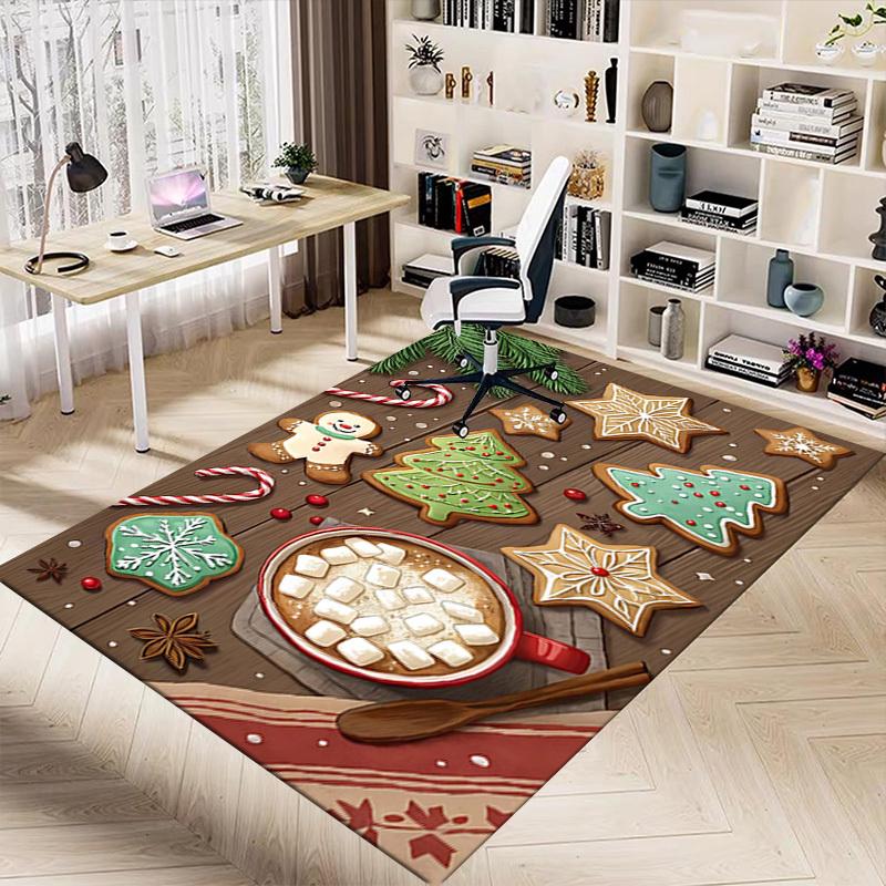 1PC Christmas cookies, hot cocoa Extra Large Non Slip Floor carpet, Office, family, bedroom Large Area Rug Indoor Rugs, Vibrant Colors