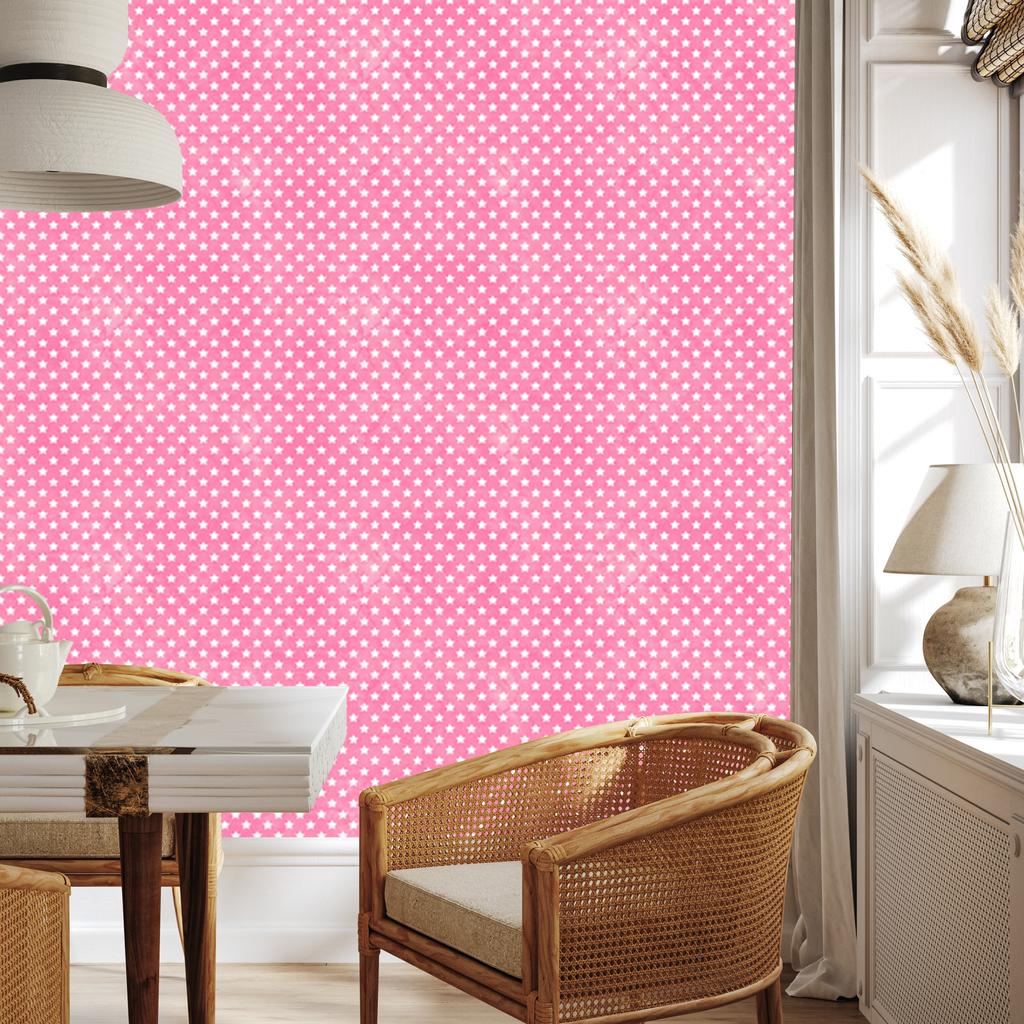 Powder Pink Stars Wallpaper, Powder Pink Bottom for Living Room and Bedroom 50x1000