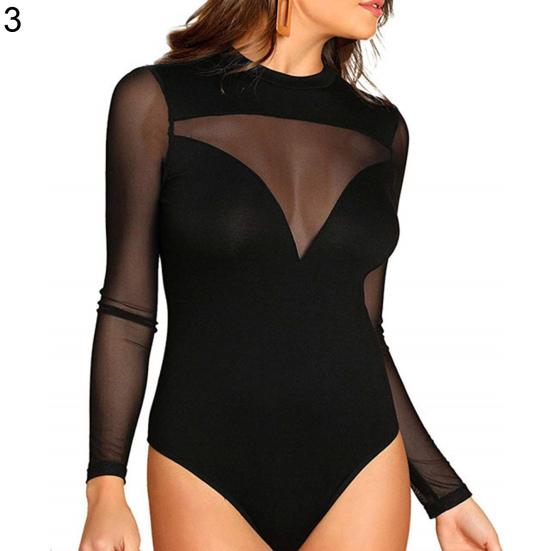 

Lady Bodysuit Wear-resistant Thin Pure Color Stylish Slim Fit Black Women for Daily Wear XL 3 чорний