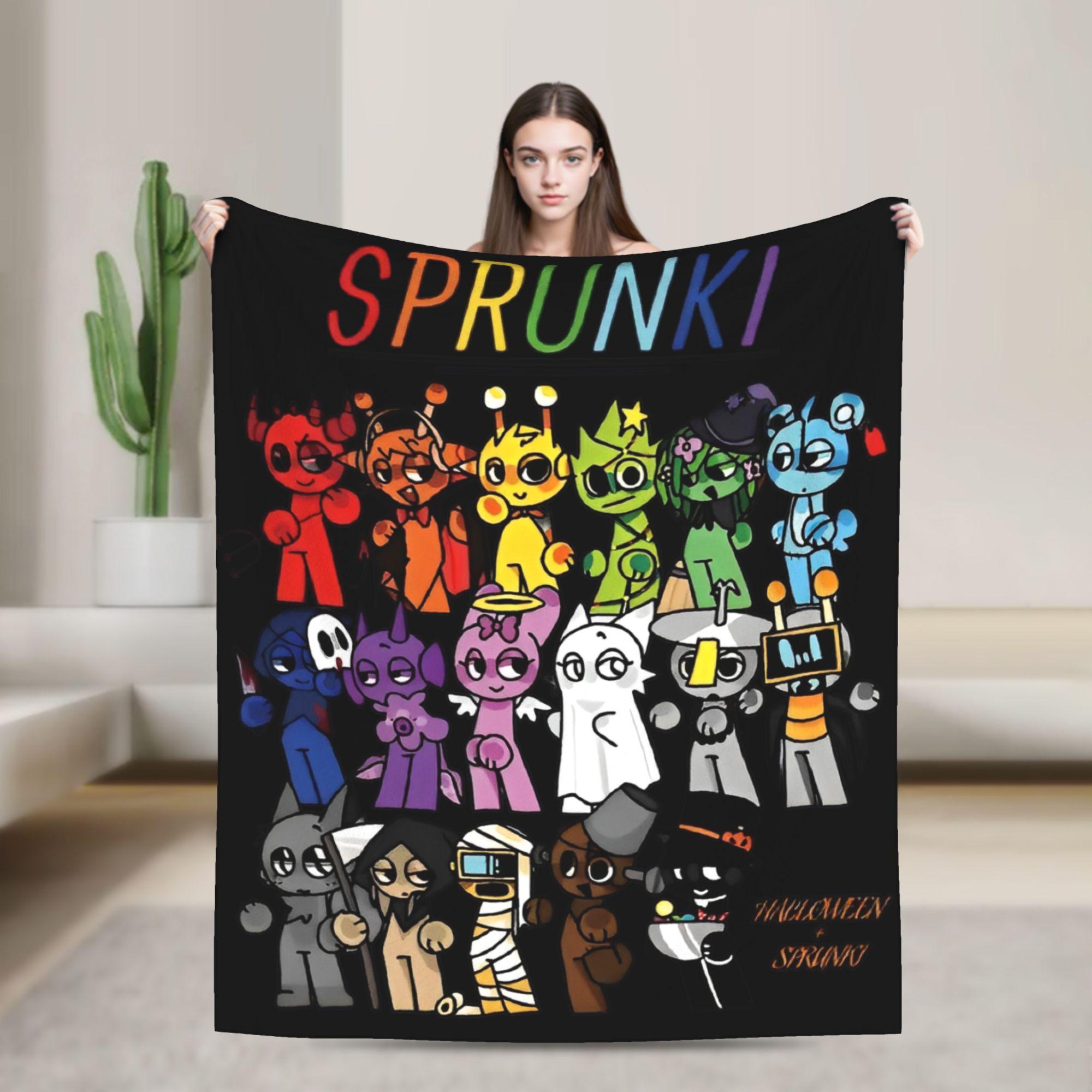 Sprunkis Characters Game Fuzzy Blanket  Funny Throw Blankets for Home 125*100cm Rug Piece 150x180cm