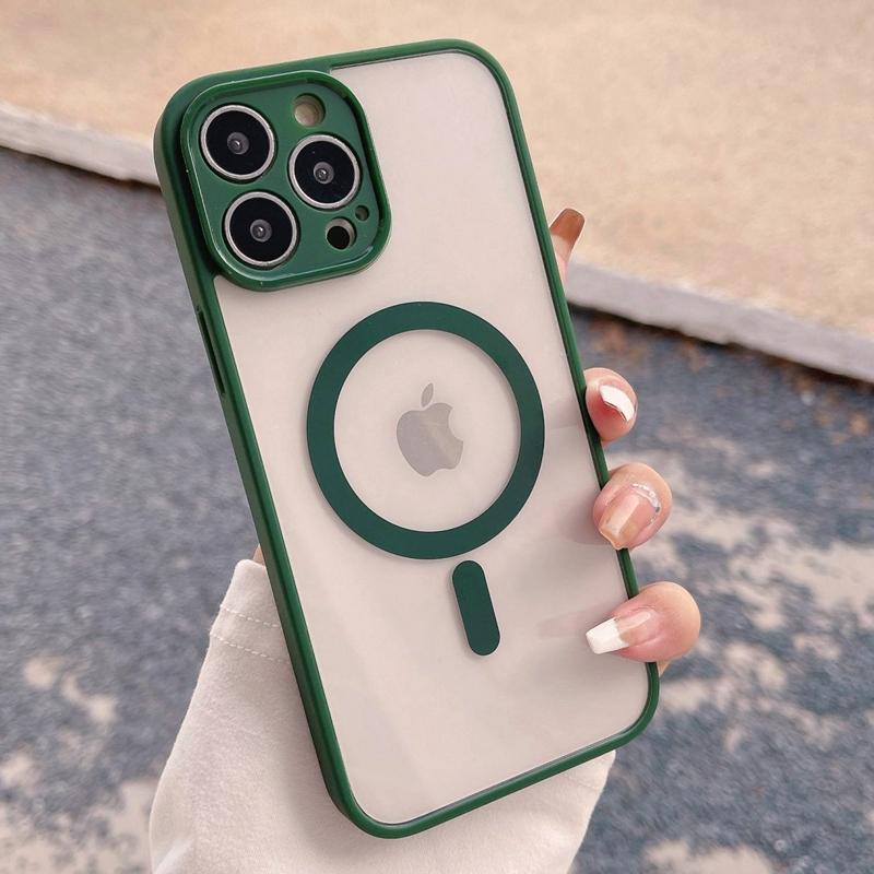 Luxury Magsafe Wireless Charge Phone Case For iPhone 11 12 13 14 15 Pro Max Plus Magnetic Bumper Transparent Cases Cover