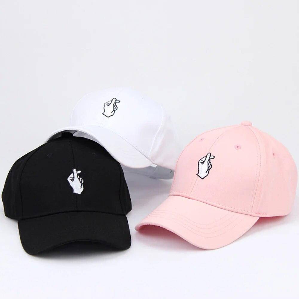 Pink Hat Men Women Baseball Cap HipHop Curved Snapback Love Finger Gesture Adjustable Baseball Cap Summer Sunhat