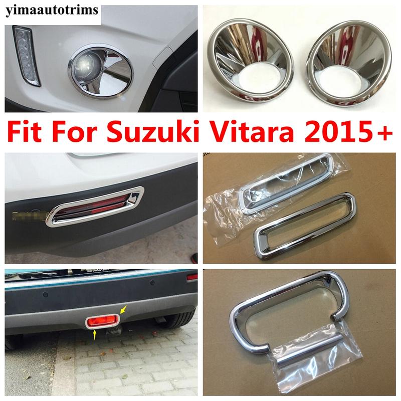 Front Rear Fog Light Frame / Tail Brake Lamp Decoration Cover Trim For Suzuki Vitara Escudo 2015 - 2018 ABS Chrome Accessories