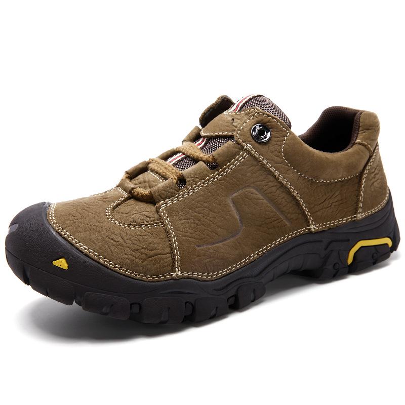 Spring and Autumn Casual Large Size Waterproof Hiking Shoes Top Layer Cowhide Men's Shoes Men's Outdoor Shoes Wear-Resistant Non-Slip Hiking Shoes
