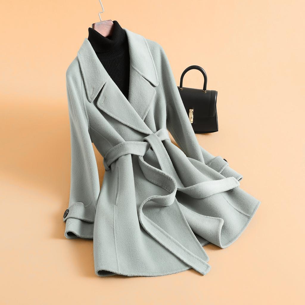 Double-sided wool coat women's medium and long spring new woolen coat high-end small woolen coat