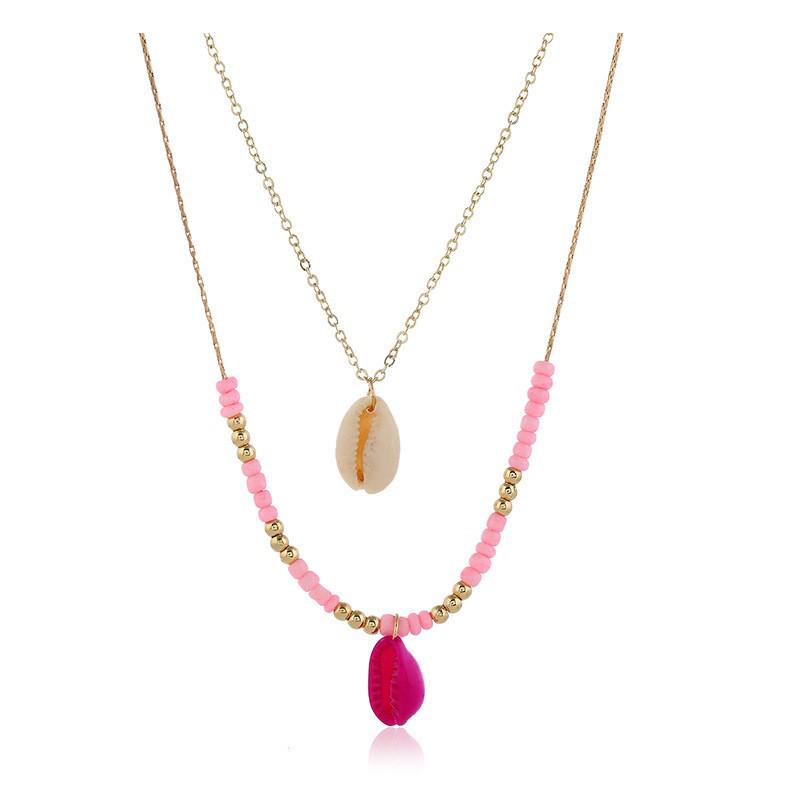 Ocean Style Multi-Layer Necklace: Fashionable Shell Pendant & Mirror Design