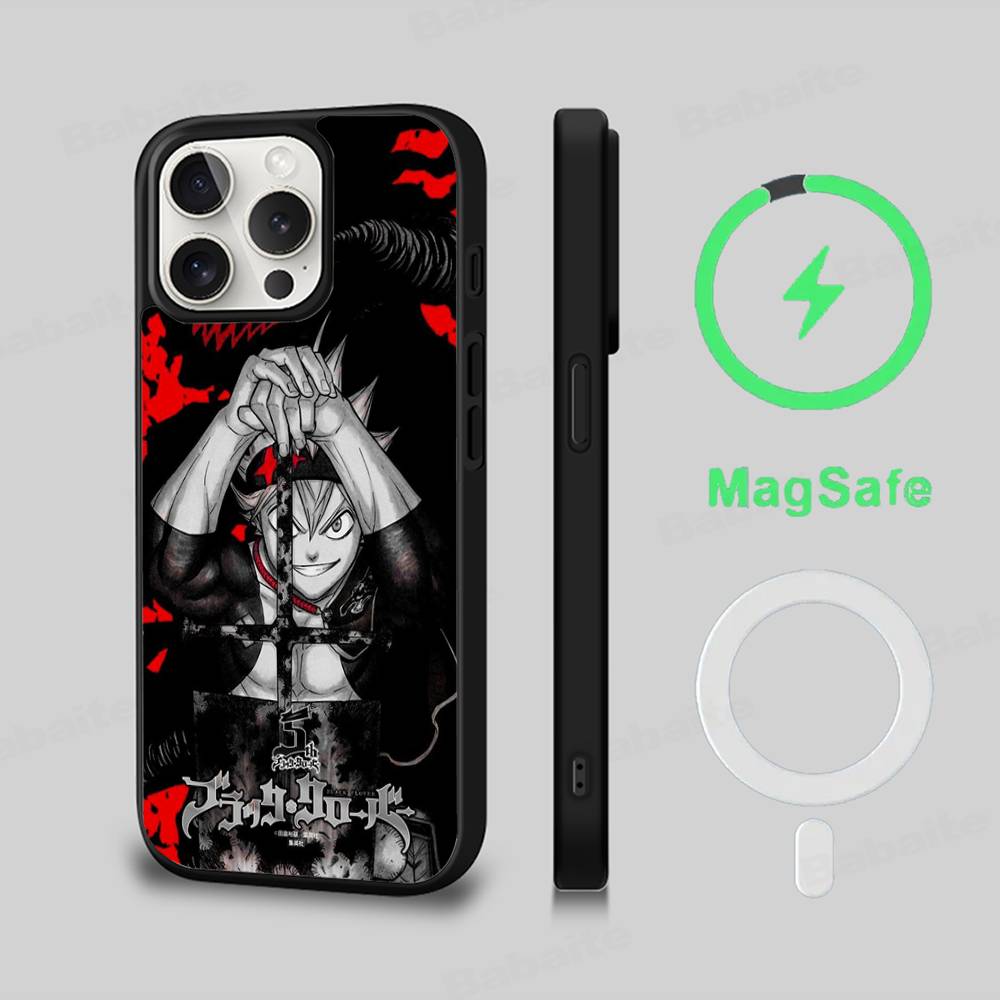 Anime Black C-Clover Phone Case Magnetic Case For IPhone 16 14 13 12 11 15 Pro Max Plus For Magsafe Wireless Charge Cover