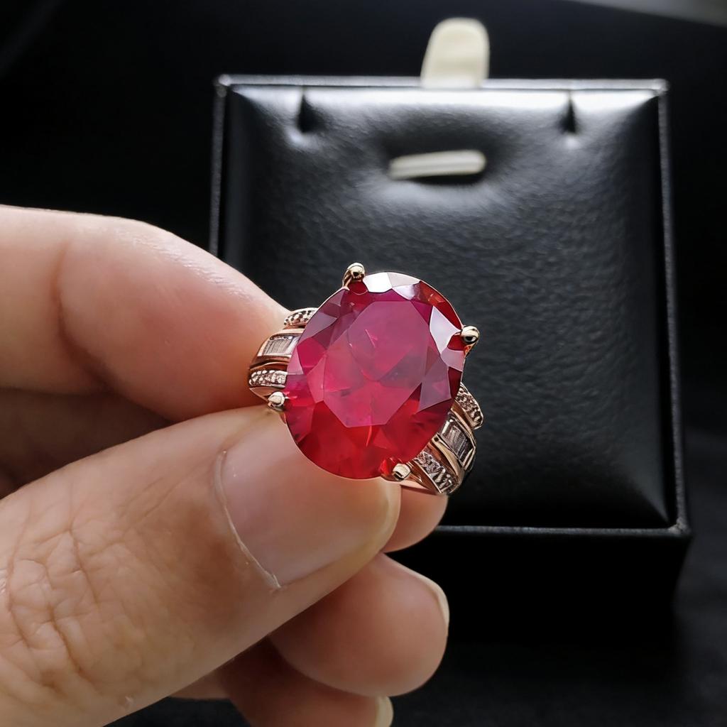 Customized Jewelry Jewelry Simulation Ruby Sapphire Ring 12X16 Pigeon Egg Emerald Ring Jewelry