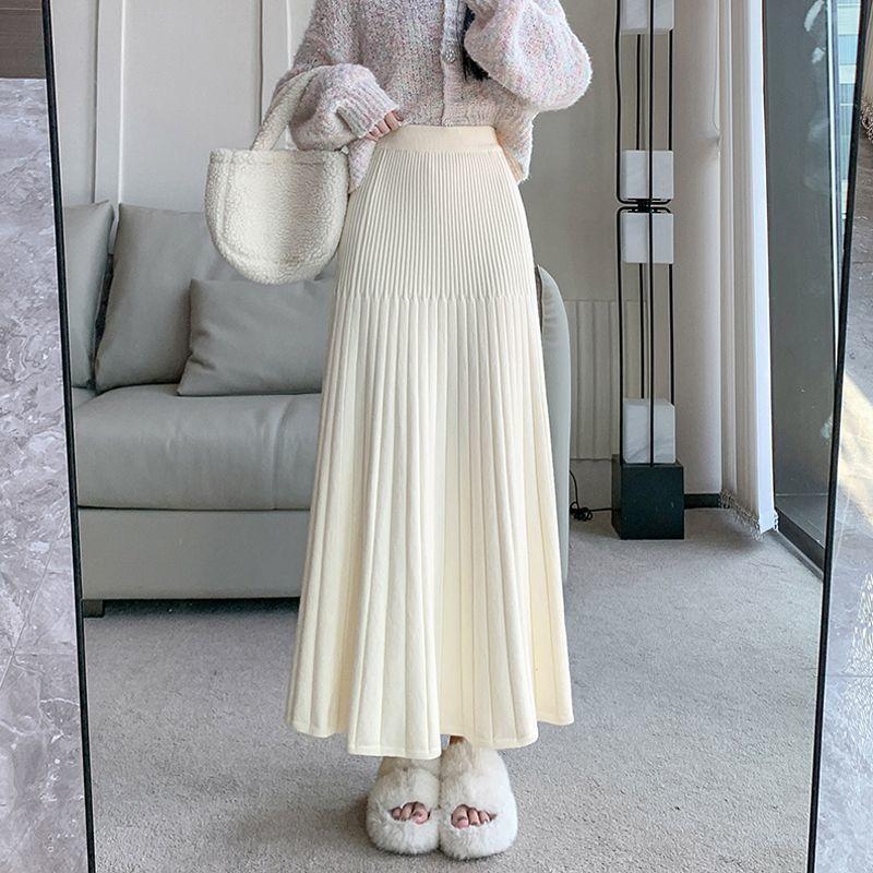 

Юбка миди женская осенне-зимняя вязаная плиссированная «русалка» на резинке с высокой талией, прилегающая, драпирующаяся, А-силуэта, облегающая фигуру 2XL