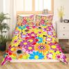 Retro Flowers King Queen Bedding Set Cartoon Vintage Floral Duvet Cover Boho Abstract Quilt Cover Soft Polyester Comforter Cover