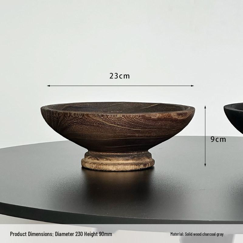 Wabi-sabi Handmade Wooden Fruit Bowl - Retro Log Style Ornament for Living Room, Guesthouse, or Hotel Decor and Storage.