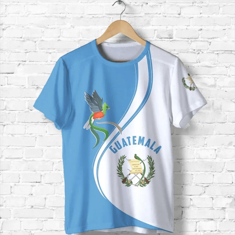 Guatemala National 3D Print T-Shirt Mode Harajuku Guatemalische Flagge Muster Herren Kurzarm T-Shirts Übergroße Oberteile