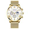 Popular fashion moon three-eye calendar men's watch men's watch Milan with mesh belt manufacturer spot