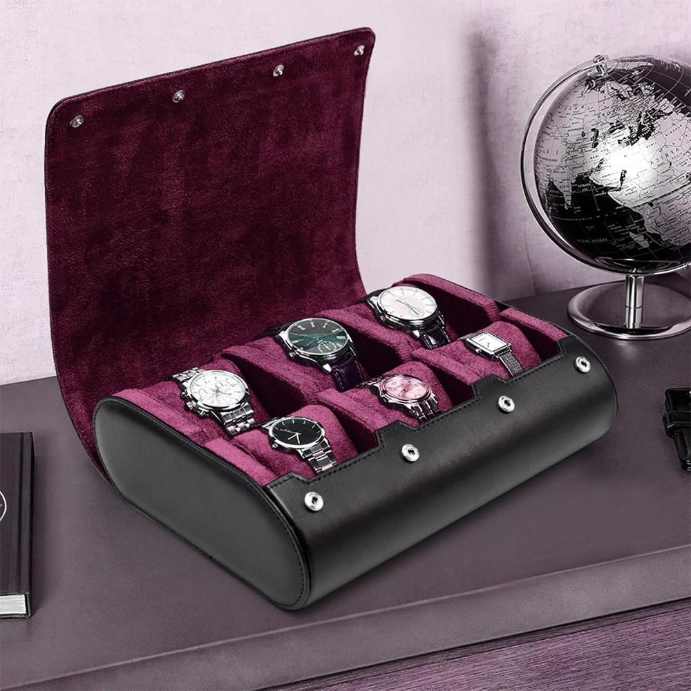 Watch Travel Case - for Men - for Women -New Watch Roll Travel Case Organizer Display - Watch Case - 6 Slots Watch Box Organizer