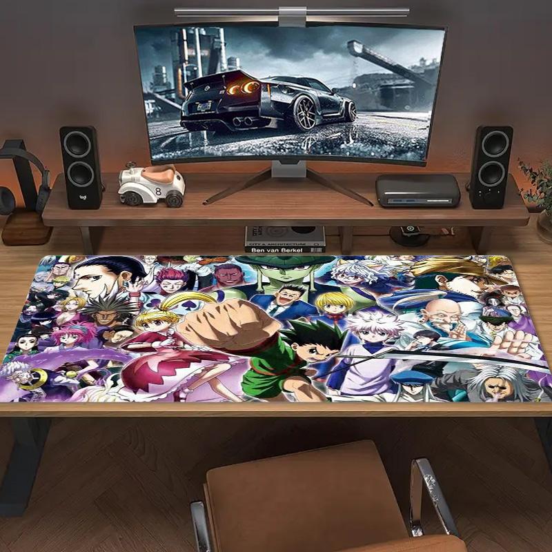 Tappetino per Mouse Anime Hunter x Hunter Grande Cuscino per Tavolo da Gioco Antiscivolo per Laptop Tablet Mousepad Grande Tappetino XXL Mini PC Playmat Con bordo bloccato