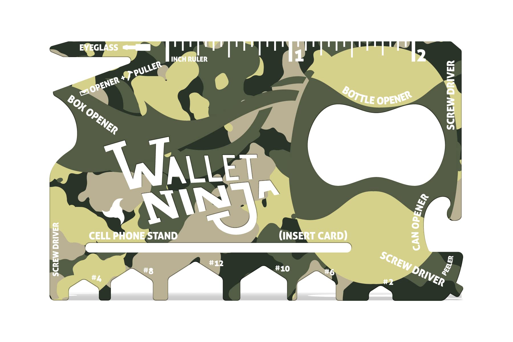 

Wallet Ninja 18 in 1 Credit Card Size Airplane - Multi-Tool (TSA Approved) (CAMO)
