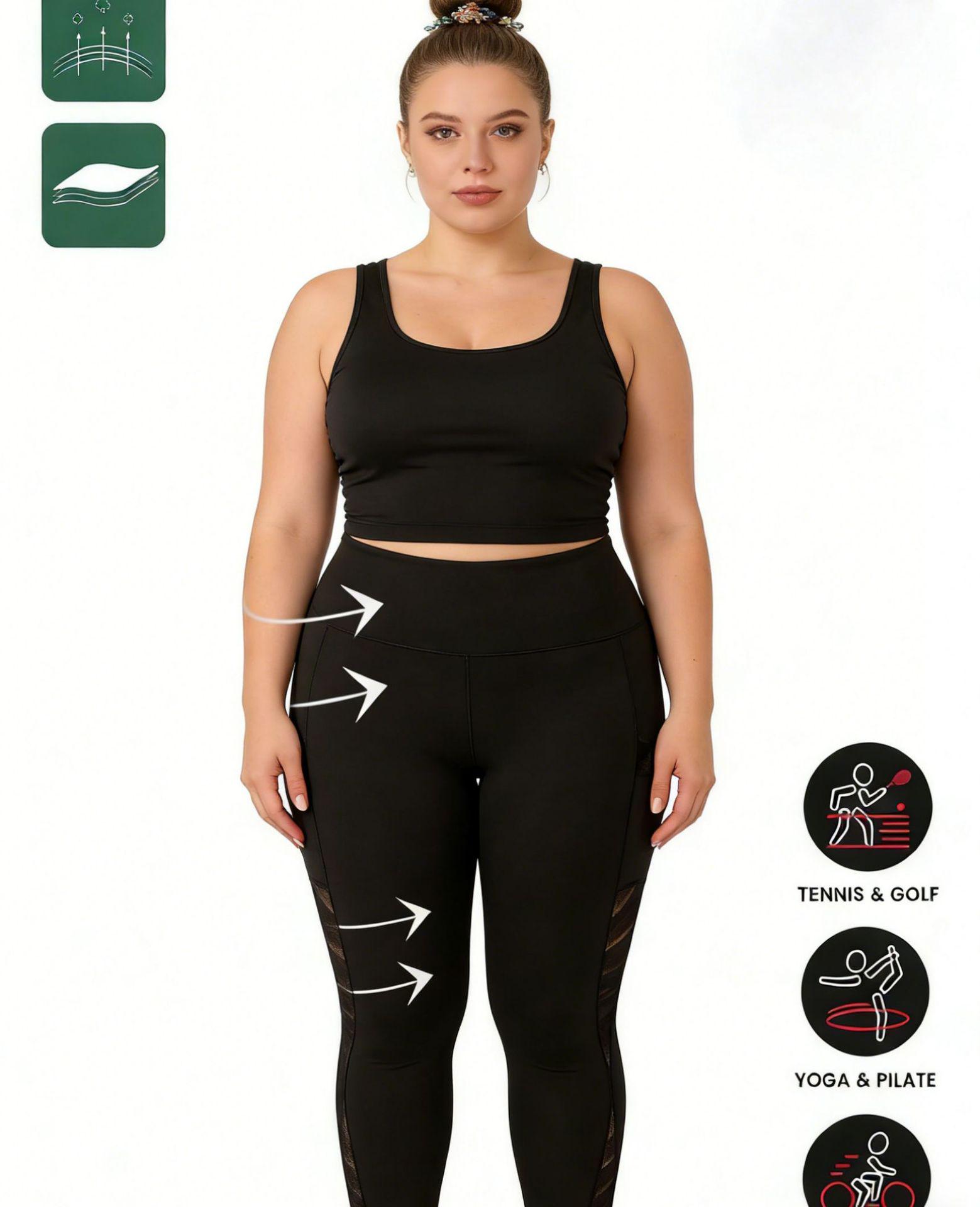 

Women s High-Waisted Mesh Fitness Leggings - Summer Thin Style 4XL чёрный