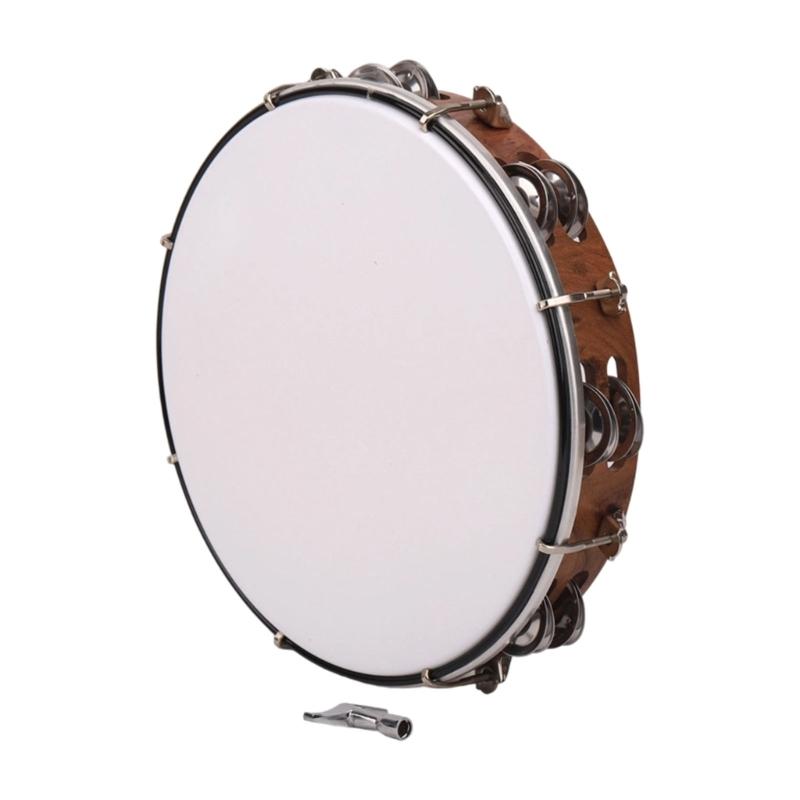 10inch Double Row Bells Tambourine Hand Held Drum Bells Musical Instrument Rhythm Percussion Tambourine for Adults