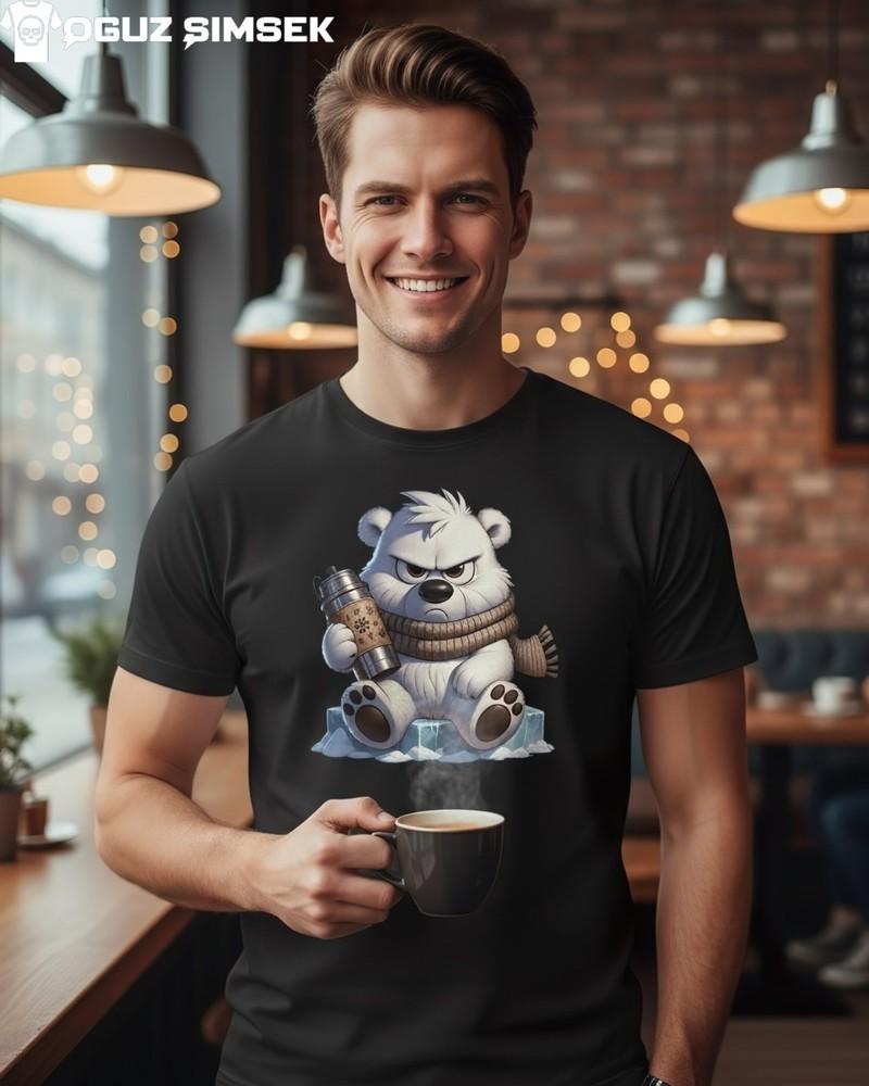 

Футболка «Сердитый белый медведь» | Футболка унисекс с сердитым зимним животным и кофе M