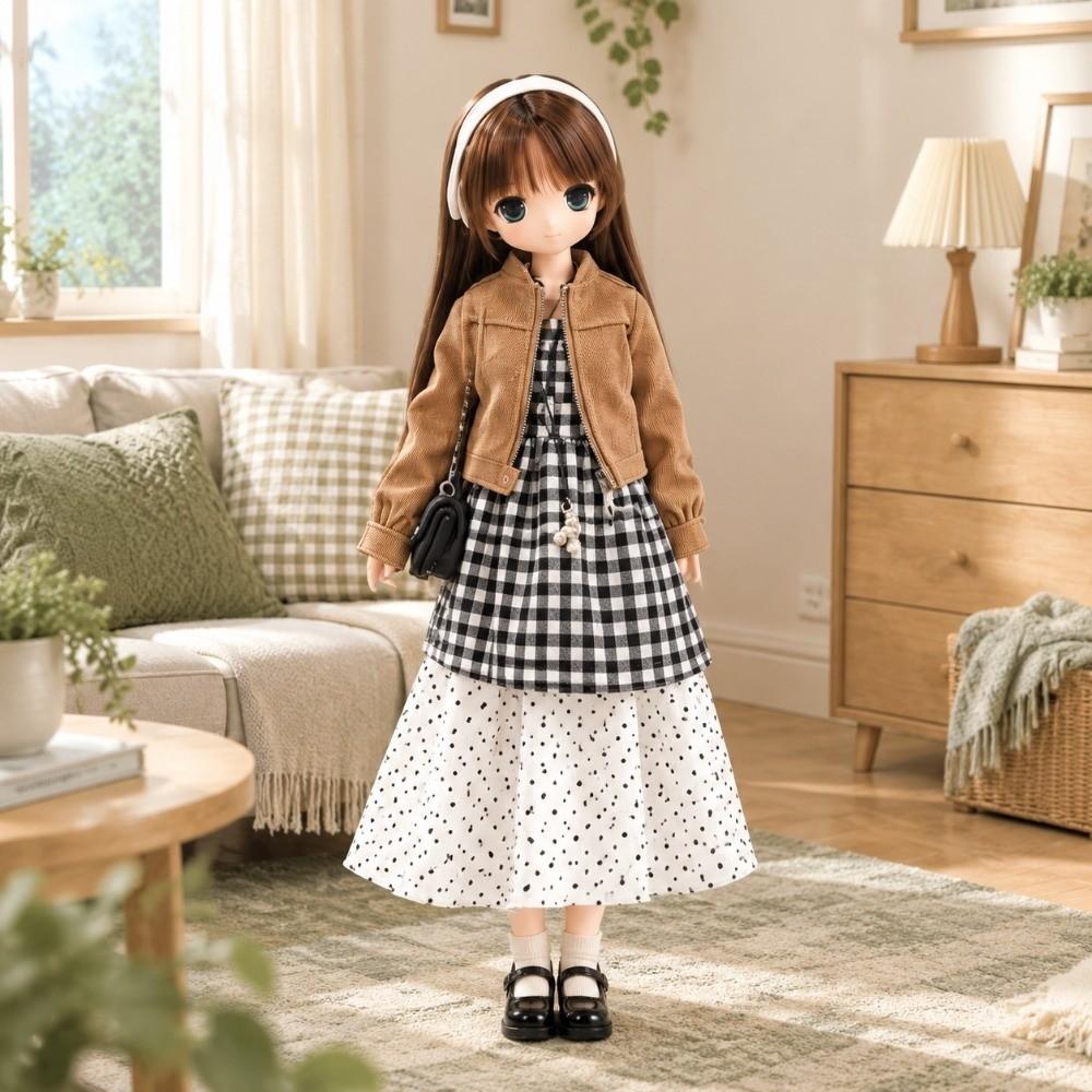 Winter Plaid Cami Dress Fashion Polka Dot Dress for Blythe Doll/For azone/ob22/ob24 1/6 BJD Doll