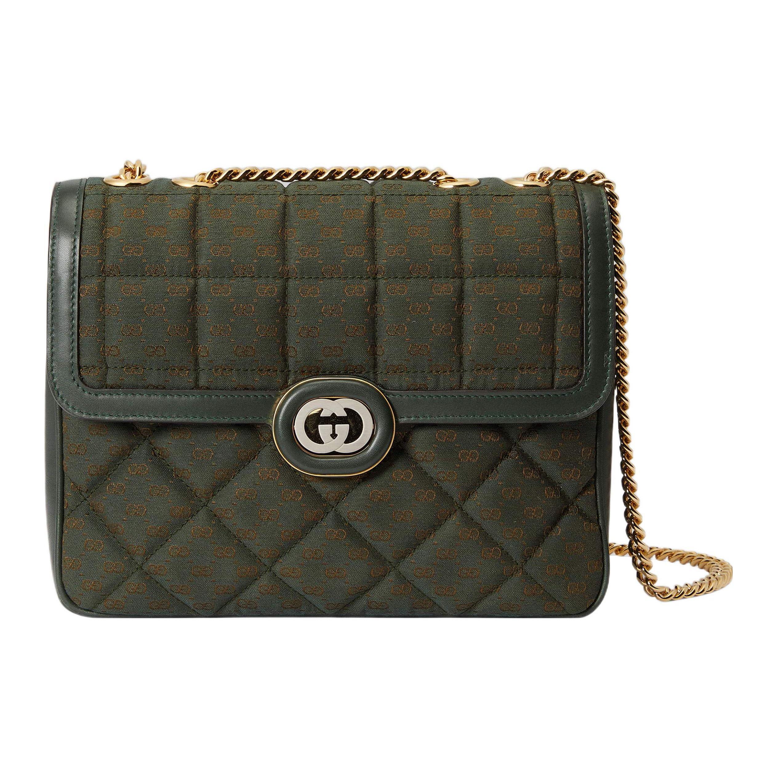 

Gucci Deco Double G Logo Quilted Canvas Tote Crossbody Bag Women bags Dark-Green 740834-9AACL-3060 Basic Set (Bag+Dust Bag)