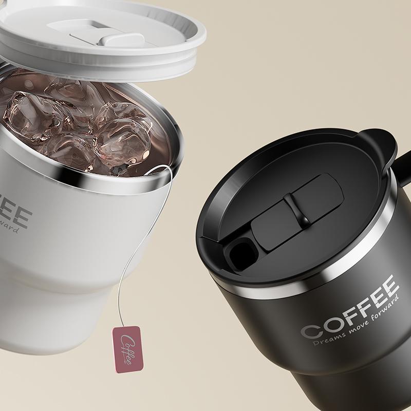 304 Stainless Steel Double Wall Insulated Coffee Cup With Handle Portable Students Leak-proof Water Cup Milk Coffee Mug