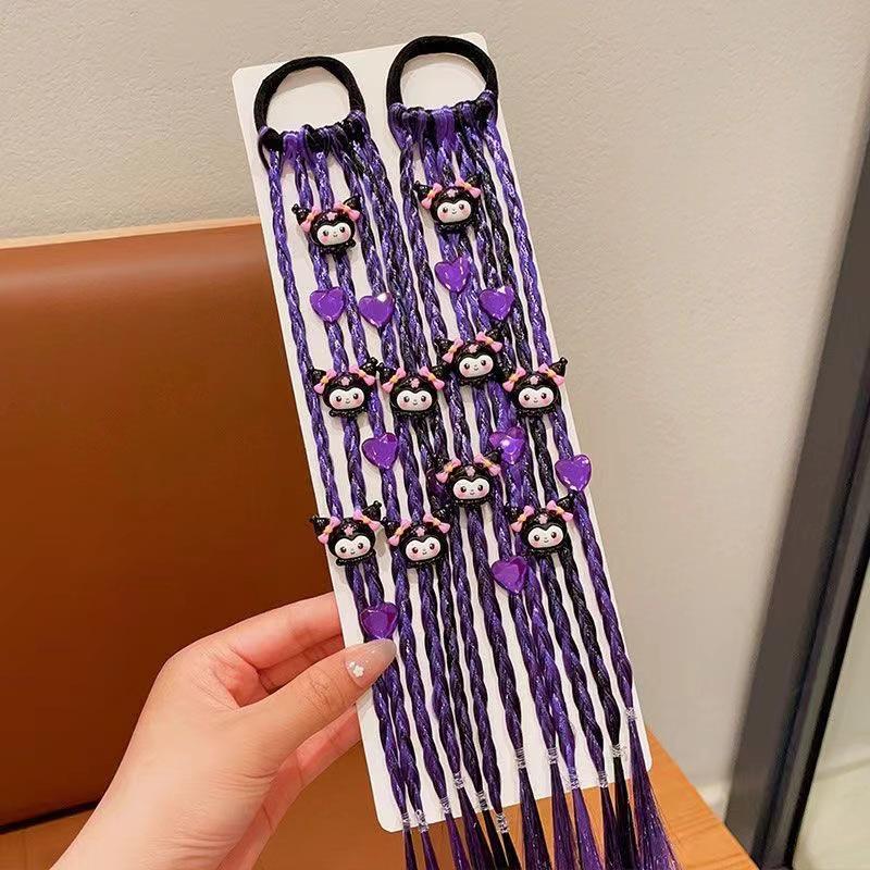 Kuromi Braided Hair Ties for Girls - Sweet Cool Boxer Braids & High Ponytail Hair Accessories.