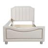 Kids' Bed Upholstered Bed 90*200cm Sleeper Sofa Bed Frame Flannel Multifunctional Soft Bed with Backrest Armrest Parent-Child Youth Guest Bed Beige