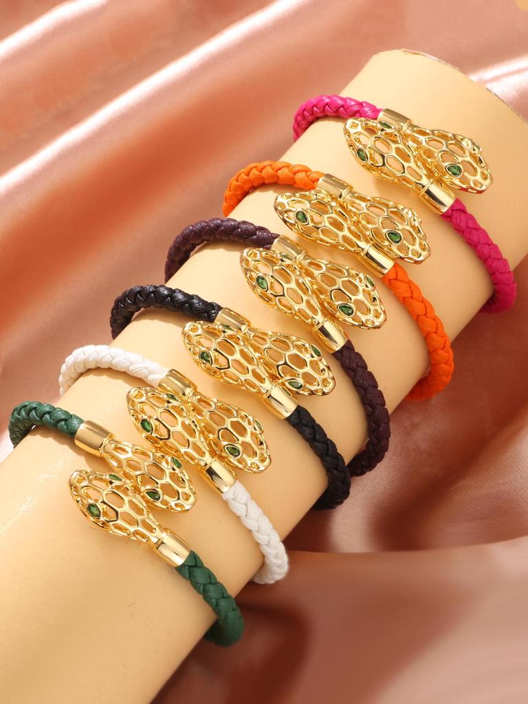 Exquisite Retro Snake Head Open Bangle: Fashionable Woven Bracelet