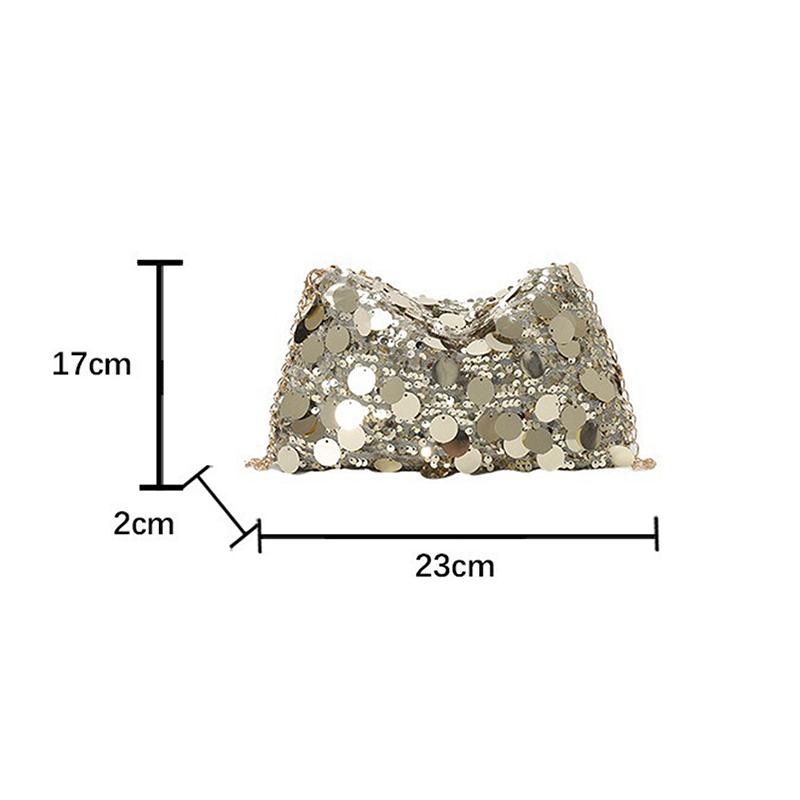Sequin Evening Party Shoulder Bags For Women Lightweight Portable Ladies Chain Crossbody Bag Solid Color Casual Female Handbag