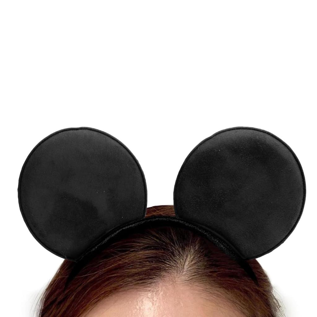 ShuaWdk Mickey Mouse Headband, Disney Headband, Mouse Ear Headband for Adults, Mouse Costume with Solid Back Red and Pink Ribbon, Perfect for Girls