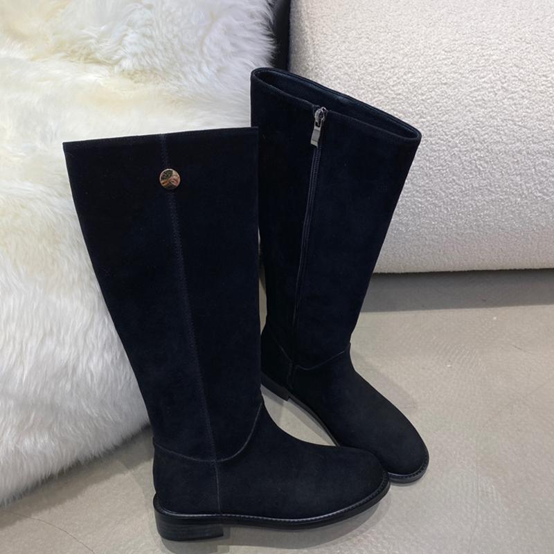 Vintage Flats Women Knee High Boots Fashion Side Zippers Shoes Autumn Winter Laides Concise Long Botas De Mujer