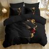 3pcs Black Bedding Set Beautiful Red Lips Printed Cozy Duvet Cover Set King Queen Twin Single Size Birthday Gift Bedroom Decor