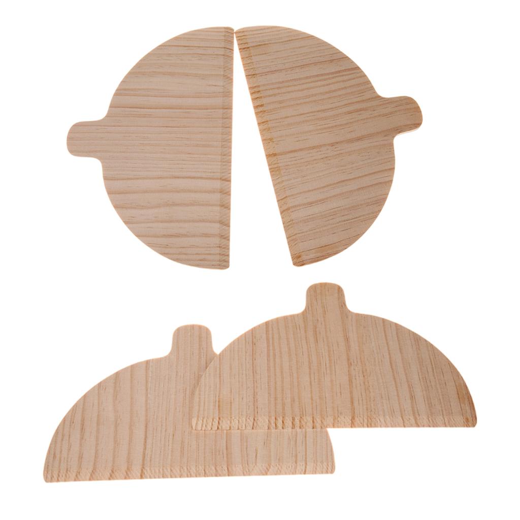 Set Of 4 Natural Wood Pizza Paddles with Ergonomic Handle Half Round Board for Baking Breads Suchis Cooking Tool