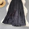 2025 Korean Style High Waist Pleated Velvet Skirt Versatile Hip Covering Thin Medium And Long A-Line Skirt
