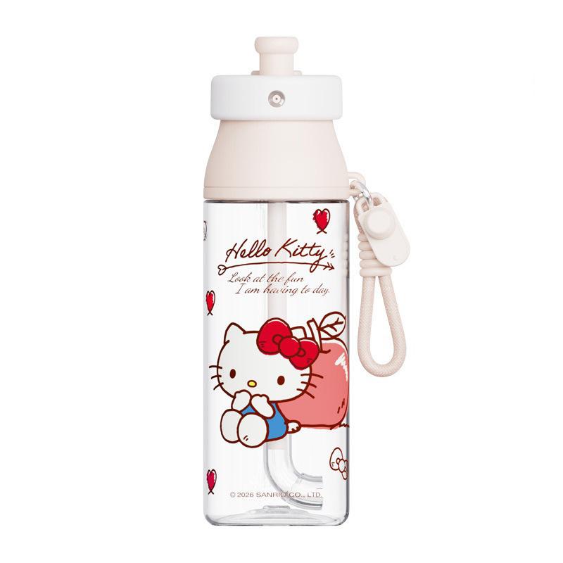 X&W Sanrio 500ml Straw Cups Cartoon Kuromi Hello Kitty Spray Water Bottle Summer Portable Outdoor Drinking Cup Kids Beverage Cup