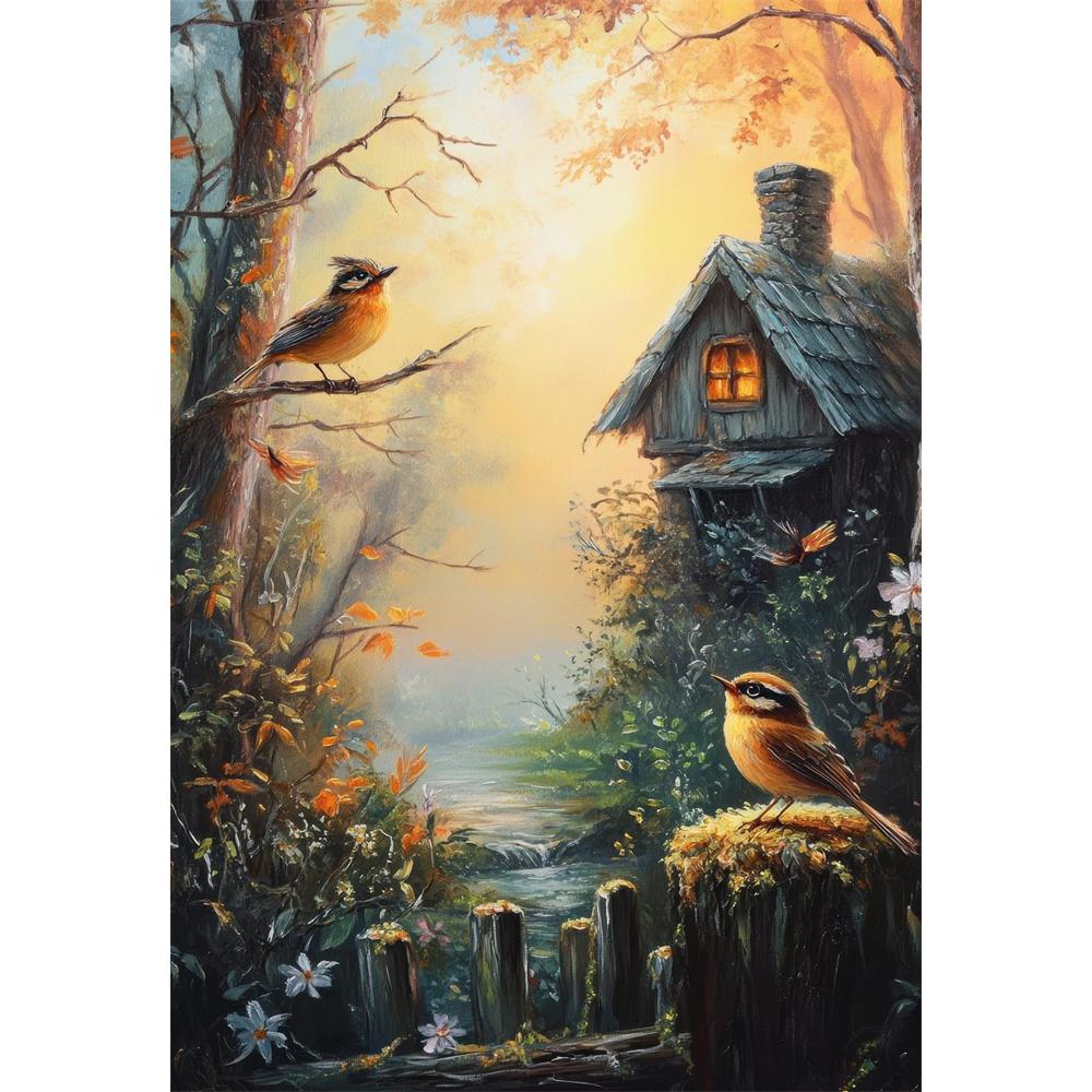 5D Diy Diamond Painting Cross Stitch Embroidery Vintage Woodland Animals Full Round Drill Home Decor Wall Art Gift