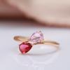 Kienl New Red With Pink Natural Zircon Rings For Women  Rose Gold Simple Slim Romantic Fashion Jewelry Gift For Girl Friend
