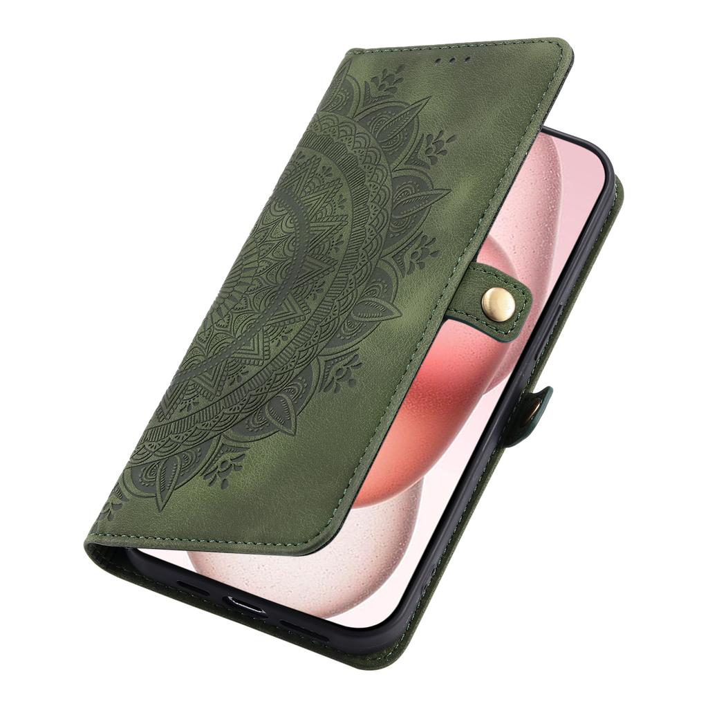 Stil 016 Für iPhone 15 Hülle Hautgefühl Totem Prägung Brieftasche Leder Handyhülle